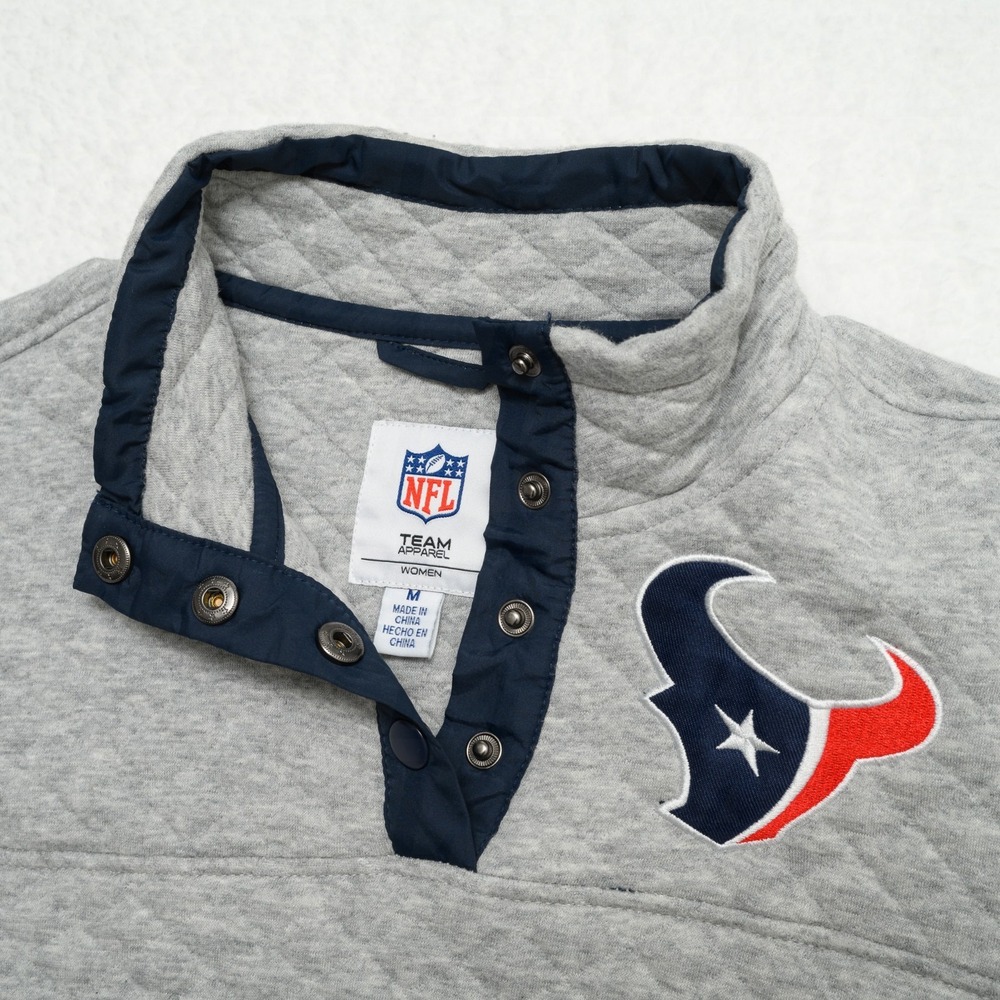 NFL Houston Texans Sweatshirt Women's Sz M Grey NFL Team Quilted Quarter Snap - Picture 4 of 10